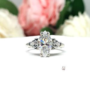 Marquise Cubic Zirconia Trillion Accents Engagement Ring