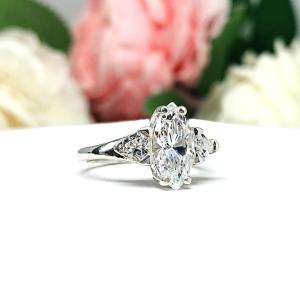 Marquise Cubic Zirconia Trillion Accents Engagement Ring