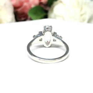 Natural White Topaz Marquise Trillions Accents Engagement Ring Size 7 FINAL SALE