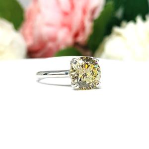 Round 9mm Yellow Cubic Zirconia Engagement Ring