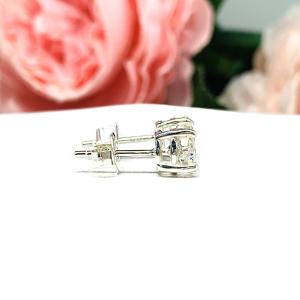Round Near Colorless CZ Basket Sterling Silver Stud Earrings