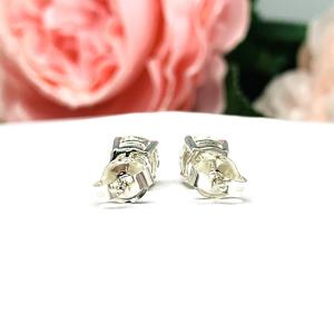 Round Near Colorless CZ Basket Sterling Silver Stud Earrings