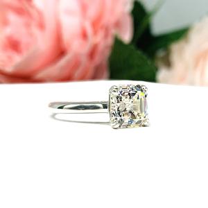 Asscher Near Colorless 7.5mm CZ Engagement Ring