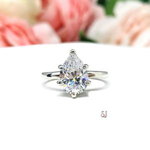 Pear Cubic Zirconia 6 Prong Engagement Ring