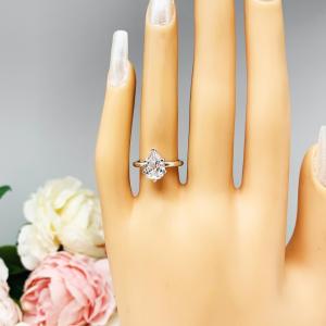 Pear Cubic Zirconia 6 Prong Engagement Ring