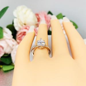 Pear Cubic Zirconia 6 Prong Engagement Ring