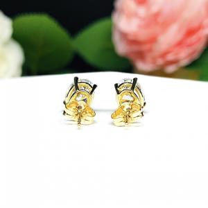 Oval Cubic Zirconia 14k Gold Stud Earrings