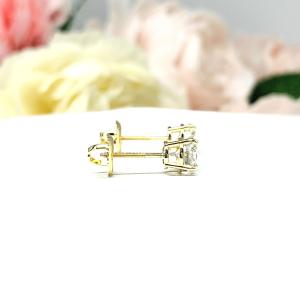 Moissanite 14k Gold Stud Earrings - Authentic round moissanites - Solid gold screw back settings - FREE 3RD DAY UPS