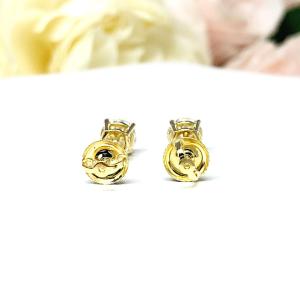 Moissanite 14k Gold Stud Earrings - Authentic round moissanites - Solid gold screw back settings - FREE 3RD DAY UPS