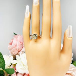 Round 9mm Yellow Cubic Zirconia Engagement Ring