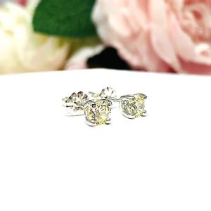 Round Yellow Cubic Zirconia Stud Earrings