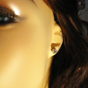 Round Near Colorless Cubic Zirconia 6 Prong Stud Earrings