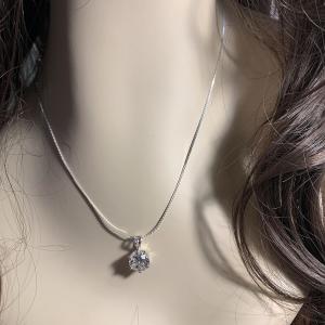 Round CZ 6-Prong Pendant - Sterling silver neckace - Near colorless cubic zirconia in five size options