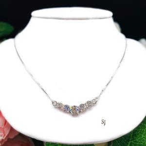 Five Stone Round CZ Pendant Necklace - Sterling silver V style chevron necklace- 6A quality near colorless cubic zirconia