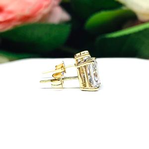Radiant Cut Cubic Zirconia Stud Earrings - 6A quality czs - Sterling silver basket settings