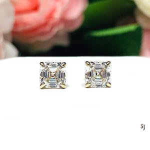 Asscher Cubic Zirconia Stud Earrings
