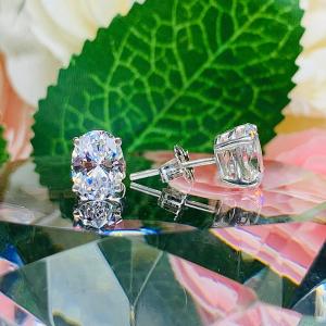 Oval Cubic Zirconia Sterling Silver Stud Earrings