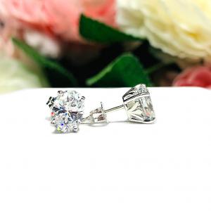 Oval Cubic Zirconia Fleur De Lis Stud Earrings