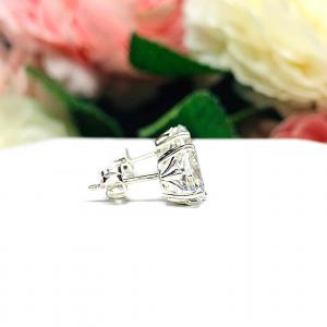 Oval Cubic Zirconia Fleur De Lis Stud Earrings