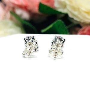 Oval Cubic Zirconia Fleur De Lis Stud Earrings