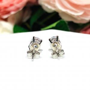 Oval Cubic Zirconia 14k Gold Stud Earrings