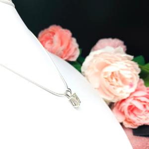 Elongated Asscher CZ Pendant - Sterling Silver Necklace -  Near Colorless Cubic Zirconia in two size options