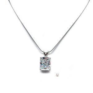 Radiant CZ Pendant Sterling Silver Necklace Colorless Cubic Zirconia