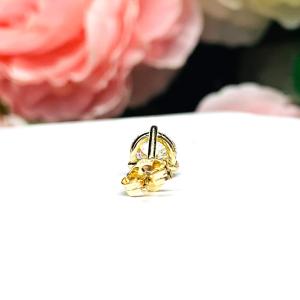 14k Gold Moissanite Martini Stud Earring – Single Stud in Five Size Options - Round brilliant DEF VVS lab stones