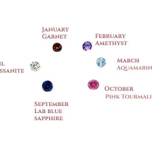 Birthstone Rose Sterling Silver Stud Earrings - 3mm or 4mm round gemstones