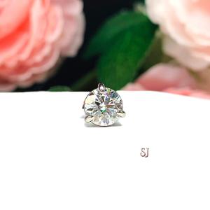 14k Gold Moissanite Martini Stud Earring – Single Stud in Five Size Options - Round brilliant DEF VVS lab stones