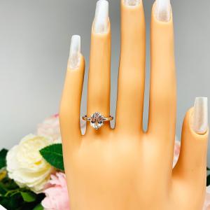 Lab White Sapphire Oval Six Prong Ring