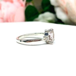 Genuine Pastel Pink Morganite with Moissanite Accents Ring Size 5.25 FINAL SALE