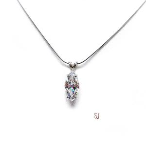 Marquise CZ 14x7mm Pendant Sterling Silver Necklace