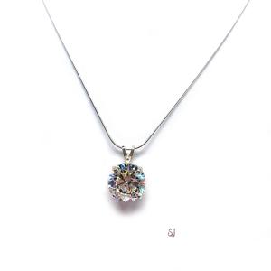 Round Cubic Zirconia Pendant - Sterling silver necklace - Near colorless CZ in seven size options
