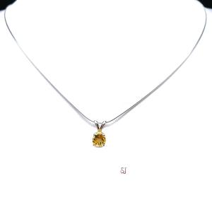 Golden Citrine Round Pendant Sterling Silver Necklace 6mm Natural November Birthstone
