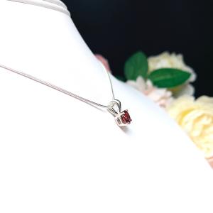 Round Garnet Pendant Sterling Silver Necklace 6mm Natural Mozambique January Birthstone