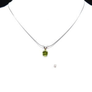 Peridot Round Pendant Sterling Silver Necklace 6mm Natural August Birthstone