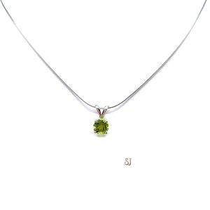 Peridot Round Pendant Sterling Silver Necklace 6mm Natural August Birthstone