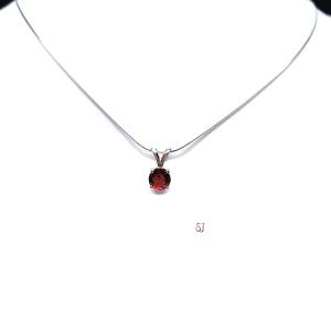 Round Garnet Pendant Sterling Silver Necklace 6mm Natural Mozambique January Birthstone