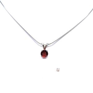 Round Garnet Pendant Sterling Silver Necklace 6mm Natural Mozambique January Birthstone