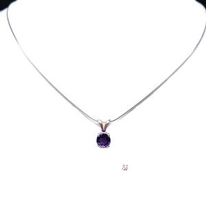 African Amethyst Round Sterling Silver Pendant 6mm Natural Necklace February Birthstone