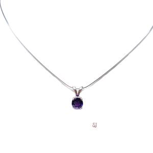 African Amethyst Round Sterling Silver Pendant 6mm Natural Necklace February Birthstone