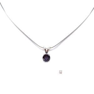 Lab Alexandrite Pendant Sterling Silver Necklace - 6mm Round - June Birthstone Gift