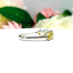 Citrine Five Stone Sterling Silver Ring Natural 4mm Round November Birthstone SIZE 7 FINAL SALE