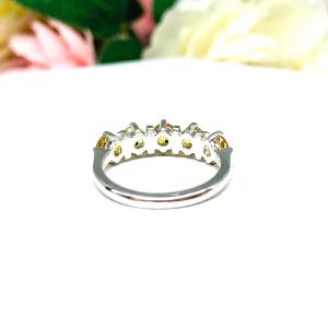 Citrine Five Stone Sterling Silver Ring Natural 4mm Round November Birthstone SIZE 7 FINAL SALE