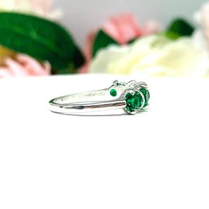 Lab Emerald Five Stone Ring Round 4mm May Birthstone Sterling Silver SIZE 7 FINAL SALE