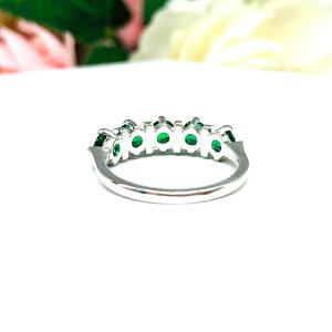 Lab Emerald Five Stone Ring Round 4mm May Birthstone Sterling Silver SIZE 7 FINAL SALE