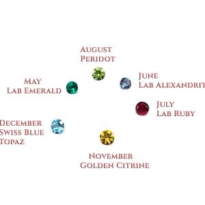 Three Stone Mother Family Birthstone Ring 4mm Round