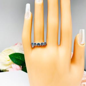 Swiss Blue Topaz Five Stone Sterling Silver Ring 4mm Natural Round December Birthstone SIZE 7 FINAL SALE