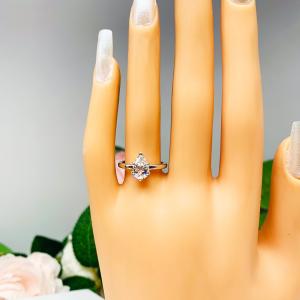 Pear Cubic Zirconia 6 Prong Engagement Ring